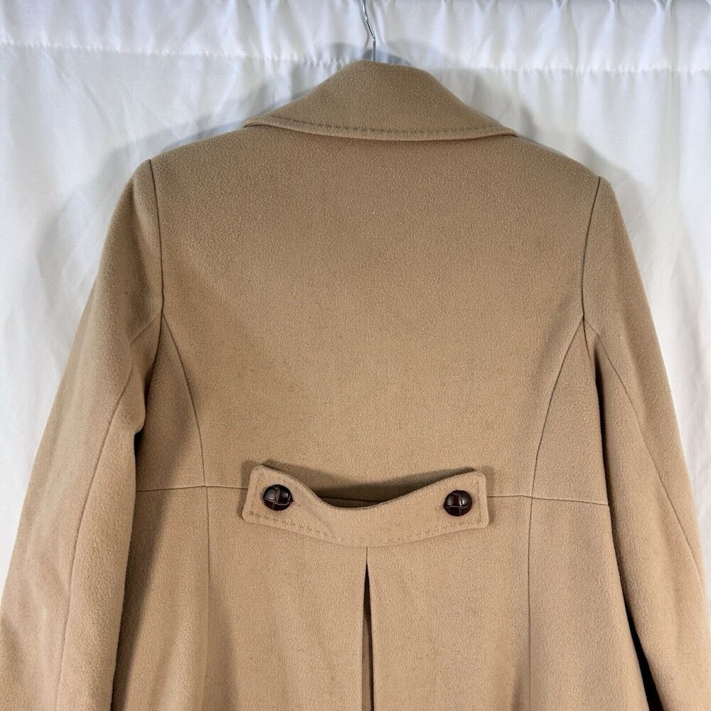 Tommy Hilfiger Long Coat Women's 12 Beige Wool Cashmere Blend 2 Button Front - Picture 8 of 10